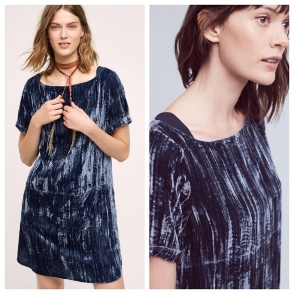 Anthropologie Floreat Crushed Velvet Mini Dress Size XS